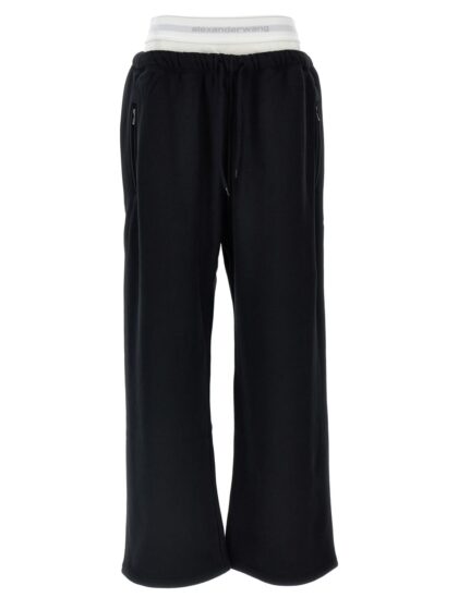 Джогери T By Alexander Wang Wide Leg W/ Logo Elastic Exposed Brief Чорні1